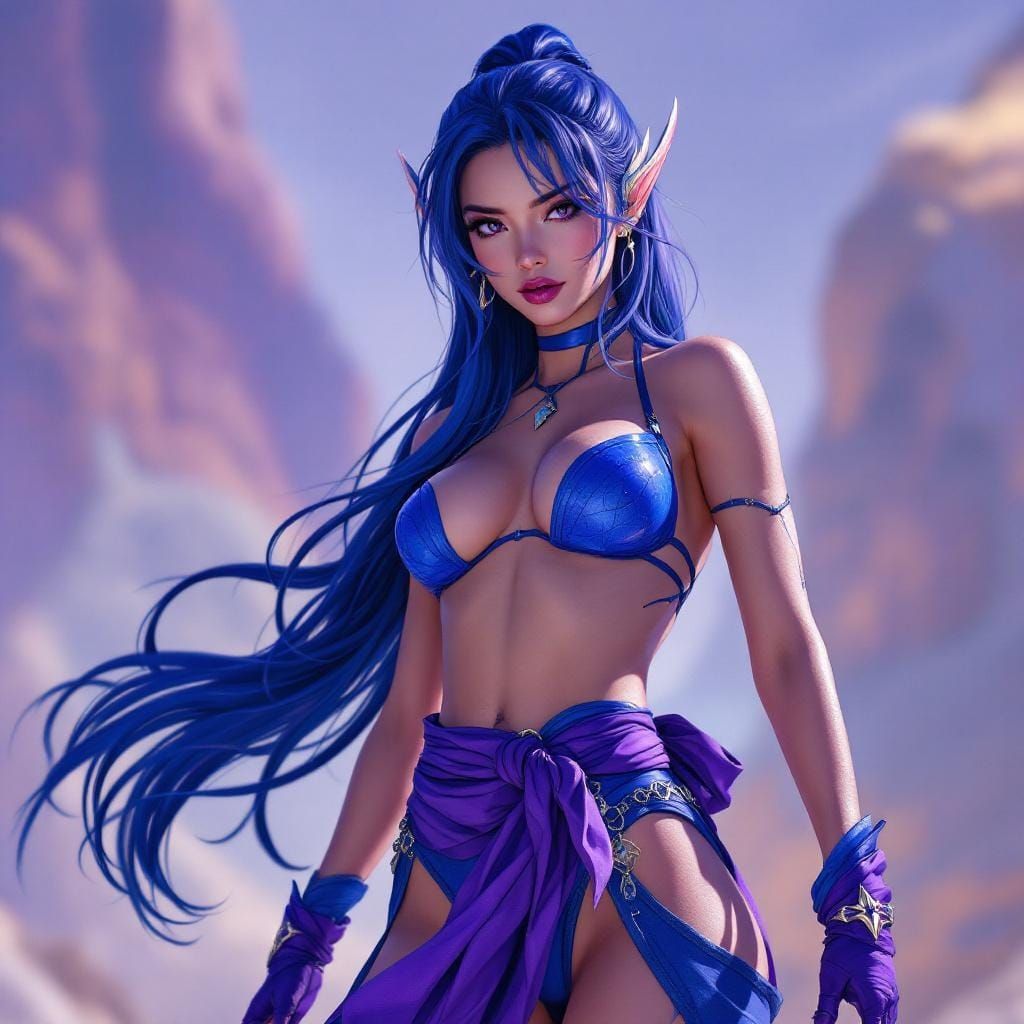 Asian Woman in Symbiote Bikini, Fantasy Concept Art