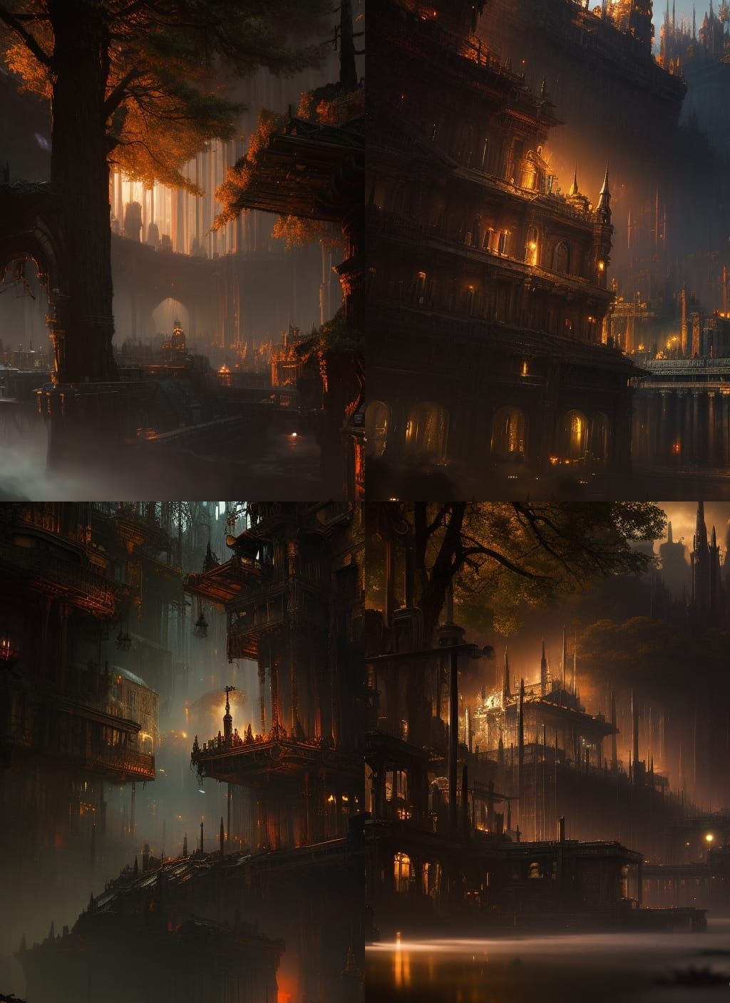 Raccoons in Apocalyptic Cityscape: Detailed Matte Painting
