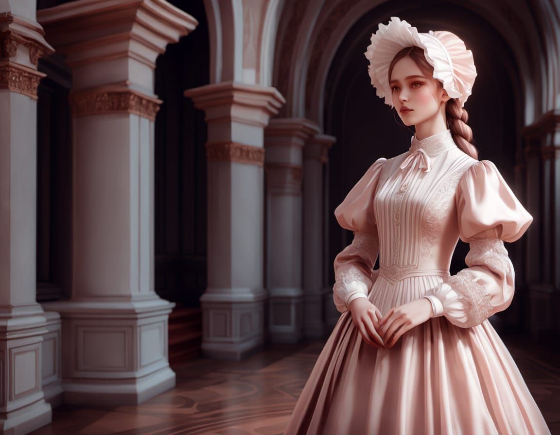 Surreal Anime Goddess in Elegant Art Deco Dress