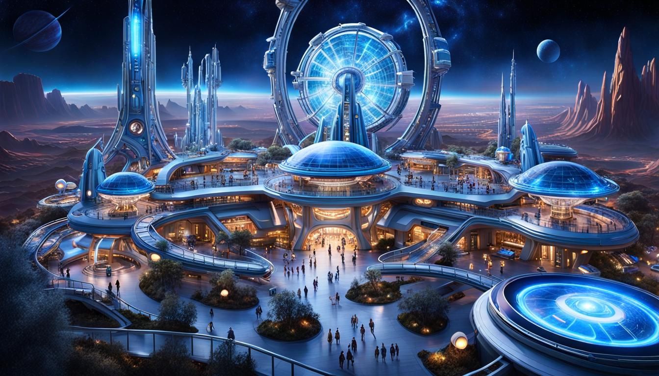 Intergalactic Cyberpunk Space Station Theme Park