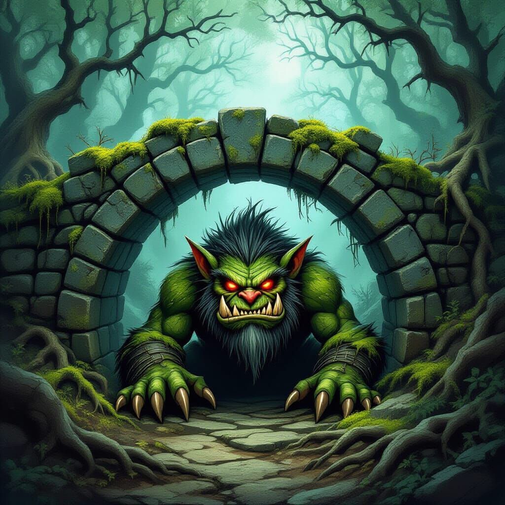 Moss Troll in Dark Enchanted Forest