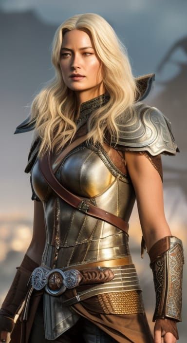 Ciri in Intricate Armor: Hyperrealistic Digital Illustration