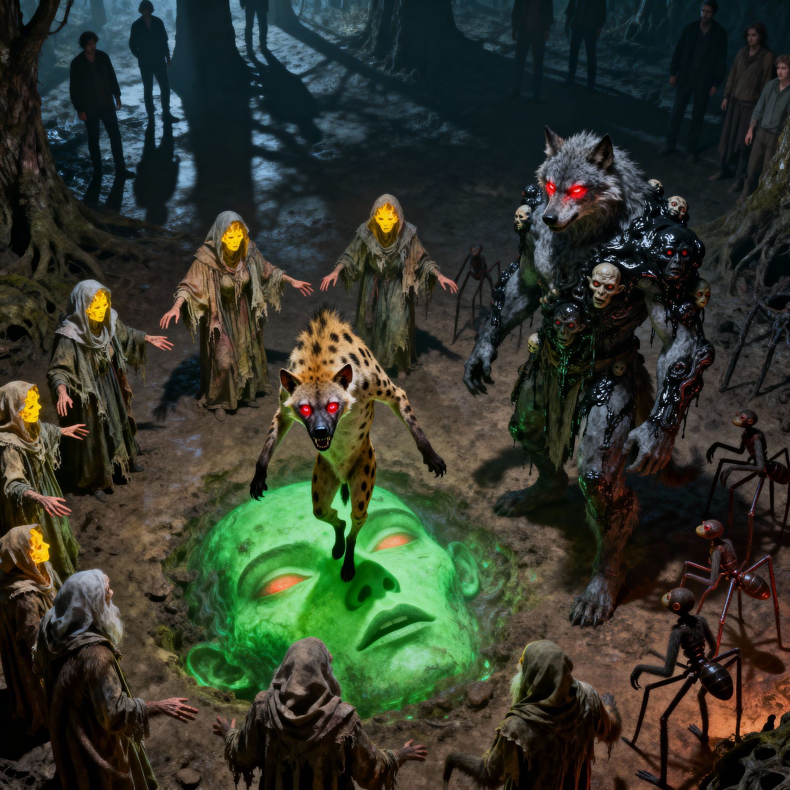 Surreal Hyena Sorcerer Amidst Witch Circle