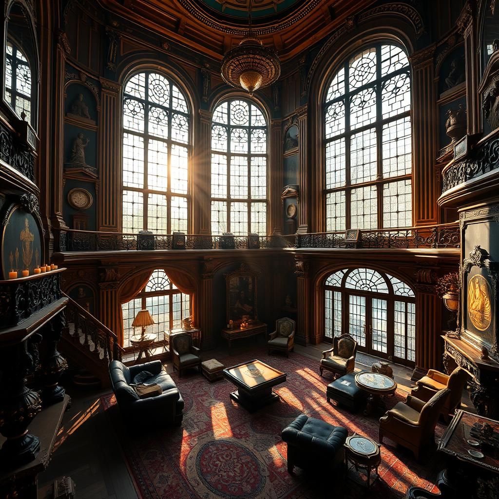 Sunlit Grand Residence in Matte Painting Style