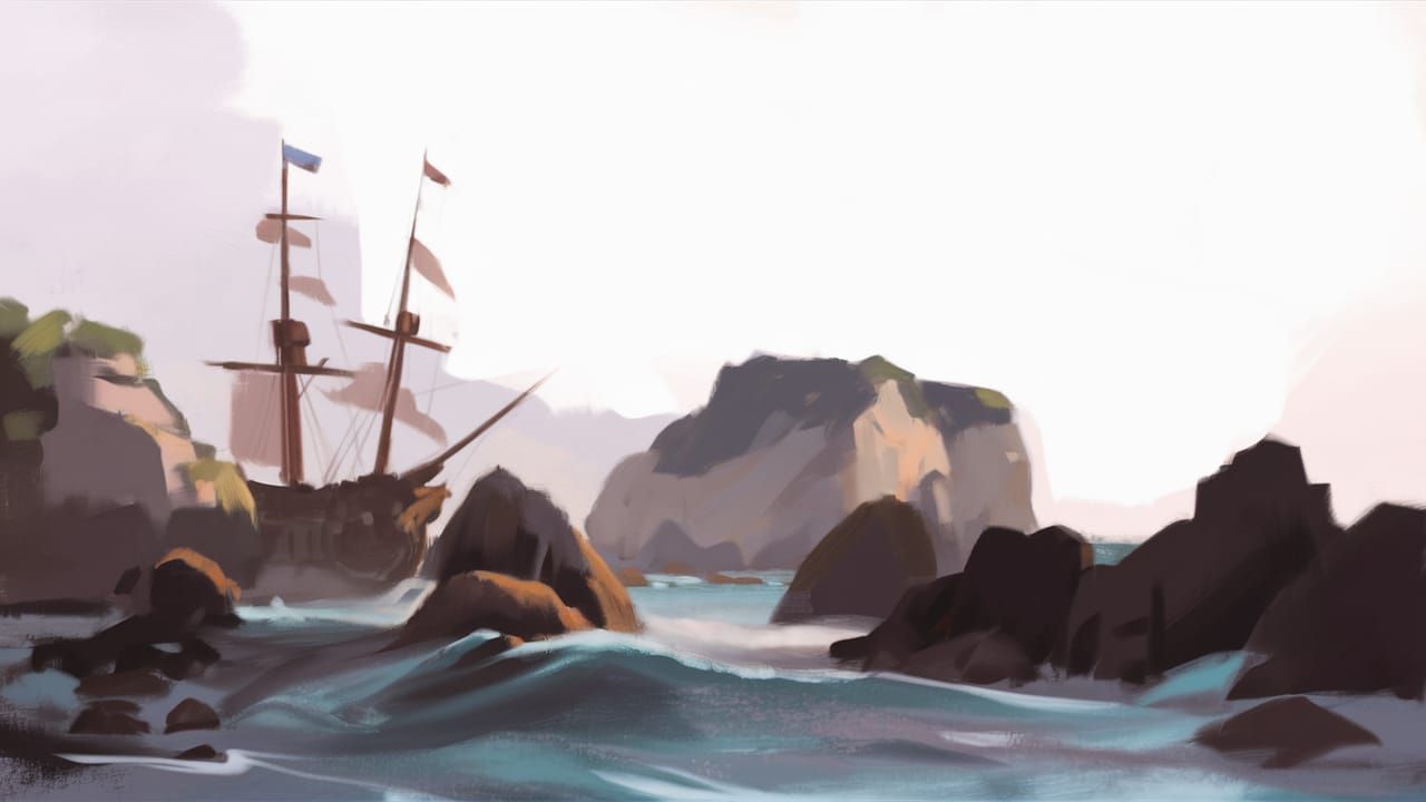 Impressionist Étretat Cliffs with Pirate Ship