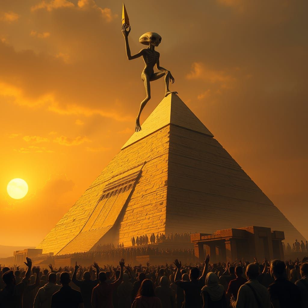 Alien Triumph on Ancient Pyramid