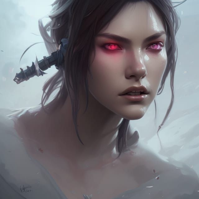 Monster Slayer Portrait in Hyperdetailed Style