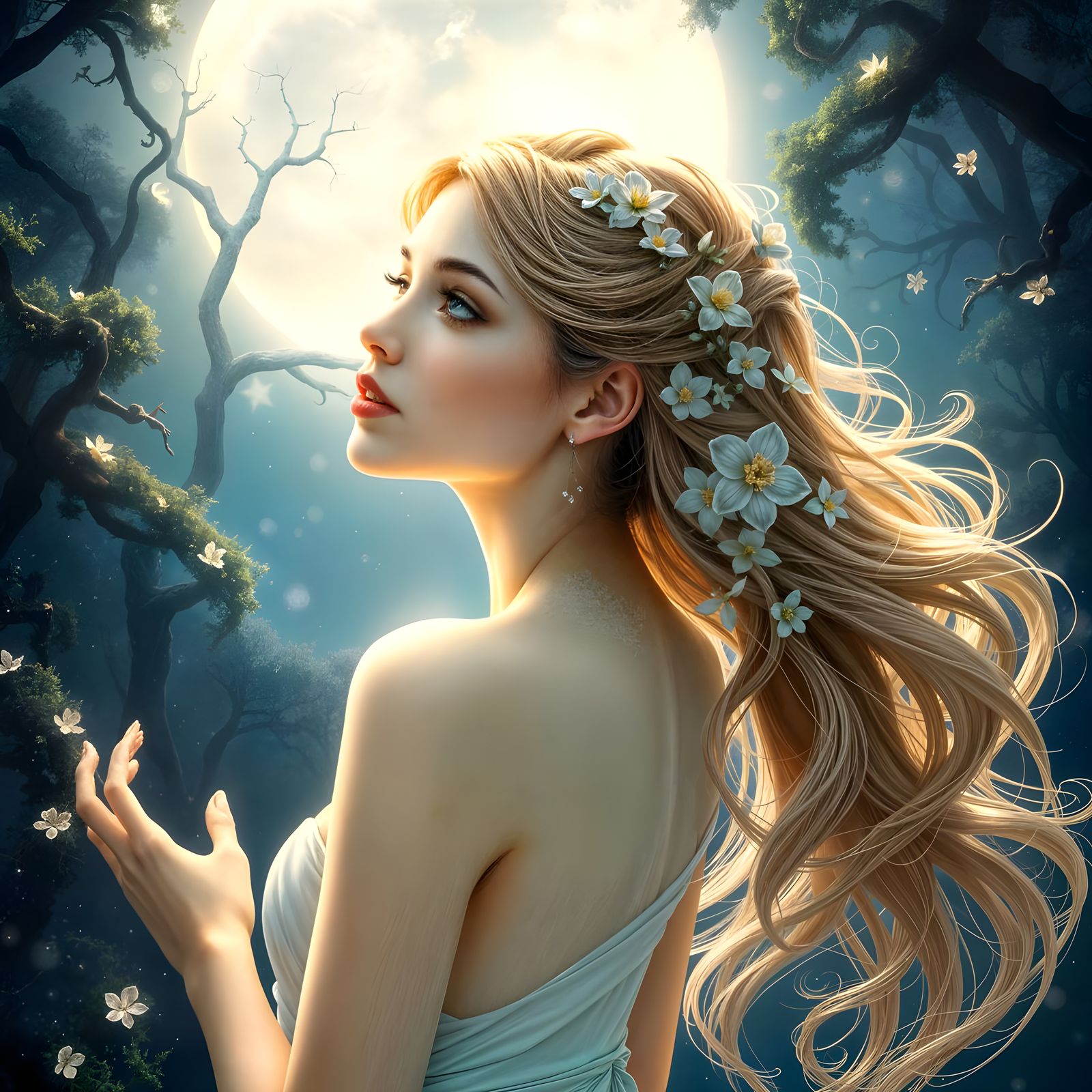 Goddess of Eternal Elegance in Moonlit Beauty