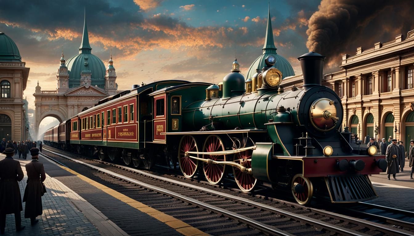 Vintage Train Arrives at Nyugati Station in 1800s Style