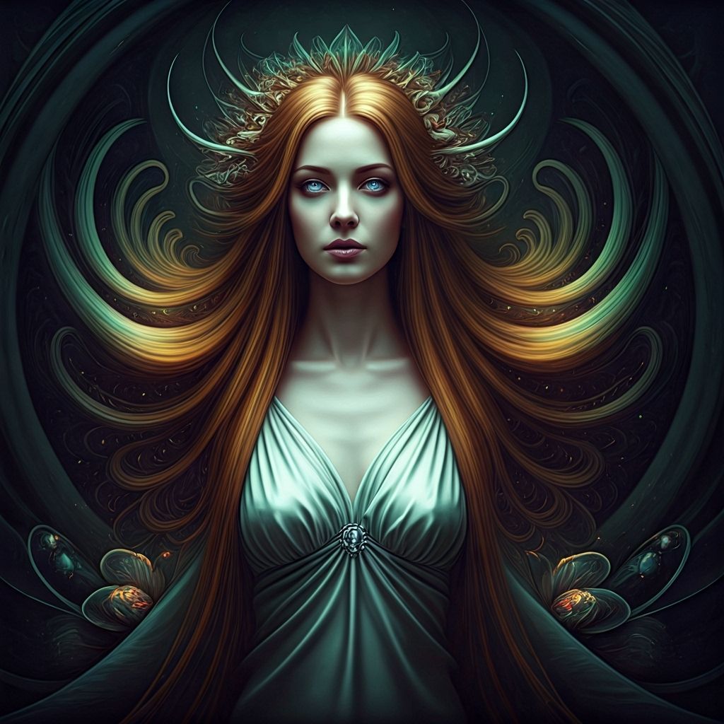 Goddess in Bioluminescent Field: Hyperrealistic Art