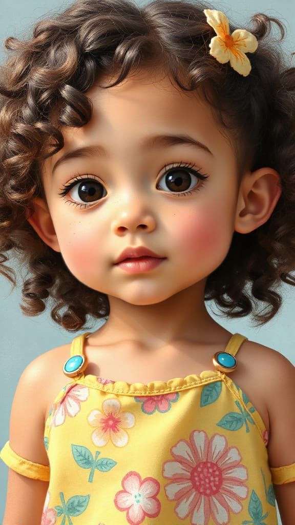 Airbrush Illustration of a Girl with Freckles