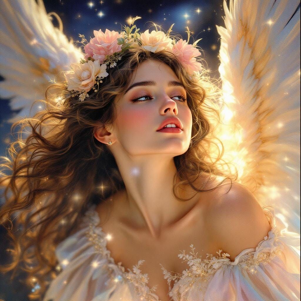 Ethereal Angel in Art Nouveau Style