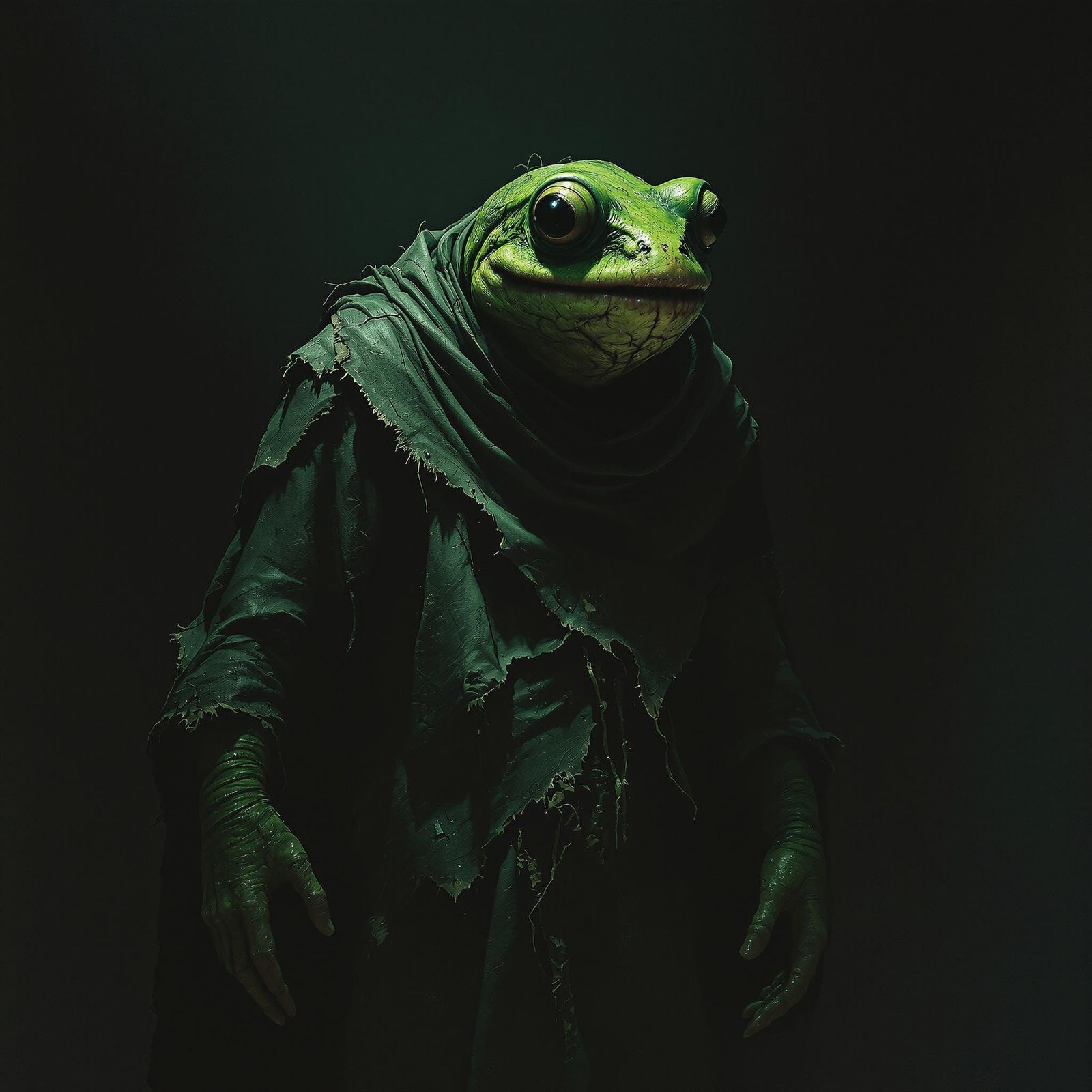Dark Fantasy Horror Figure in Tattered Green Robes