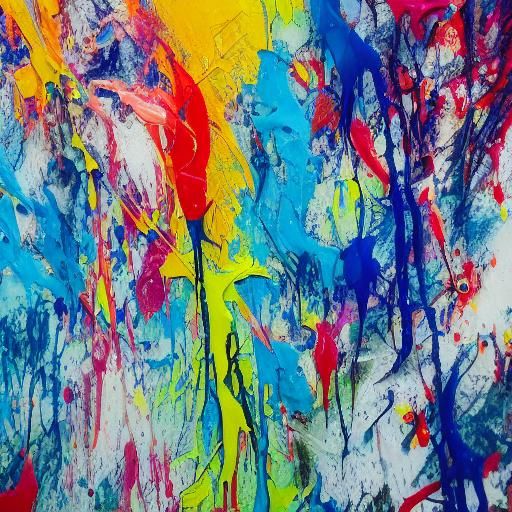 Abstract Expressionism: Vibrant Paint Splatter on Canvas