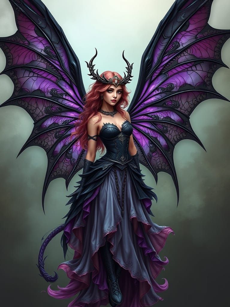 Steampunk Fairy with Dragon Wings