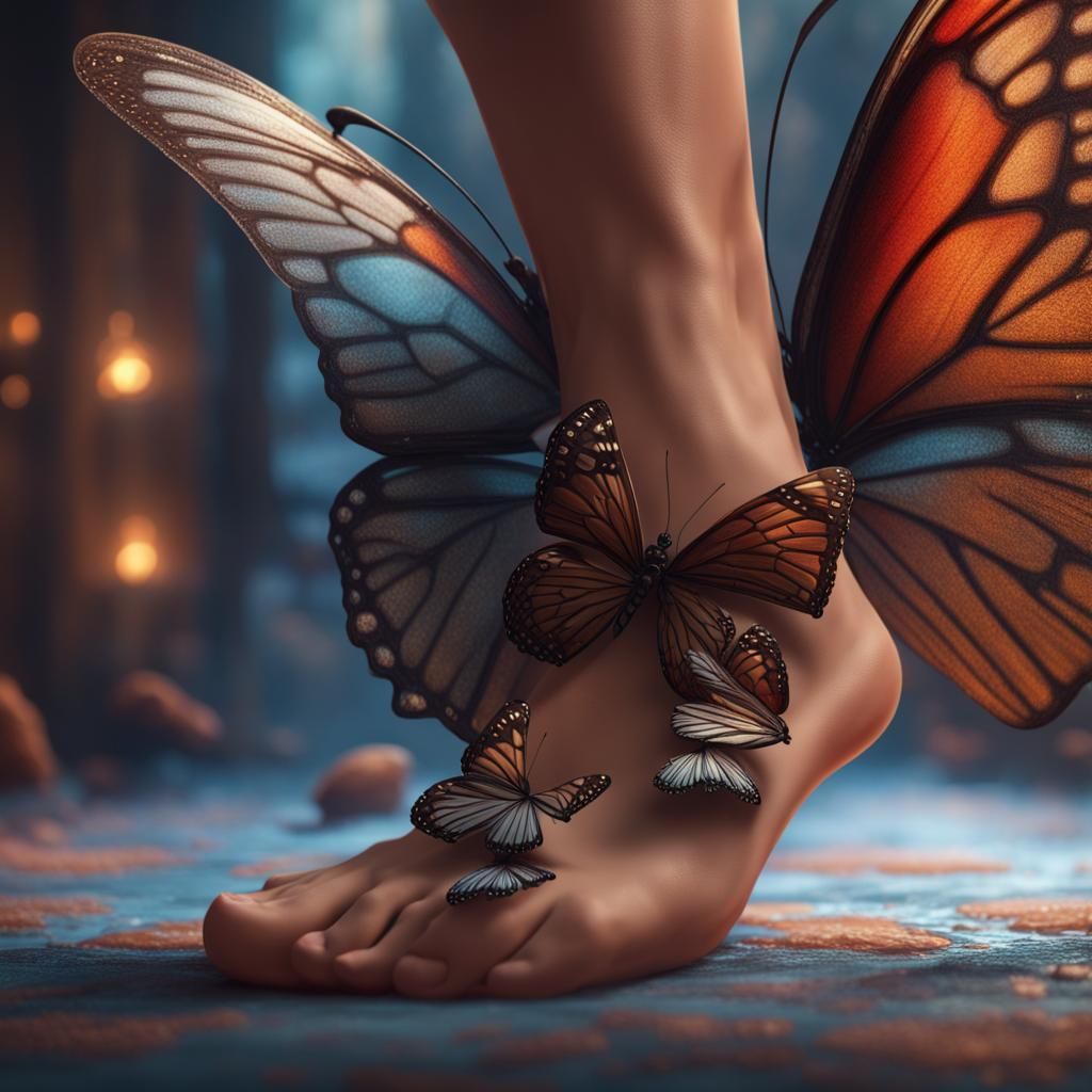 Butterfly on Foot: Detailed Matte Painting
