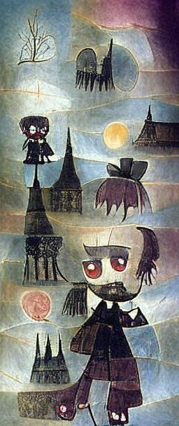 Chibi Magical Girl in Victorian Goth Style
