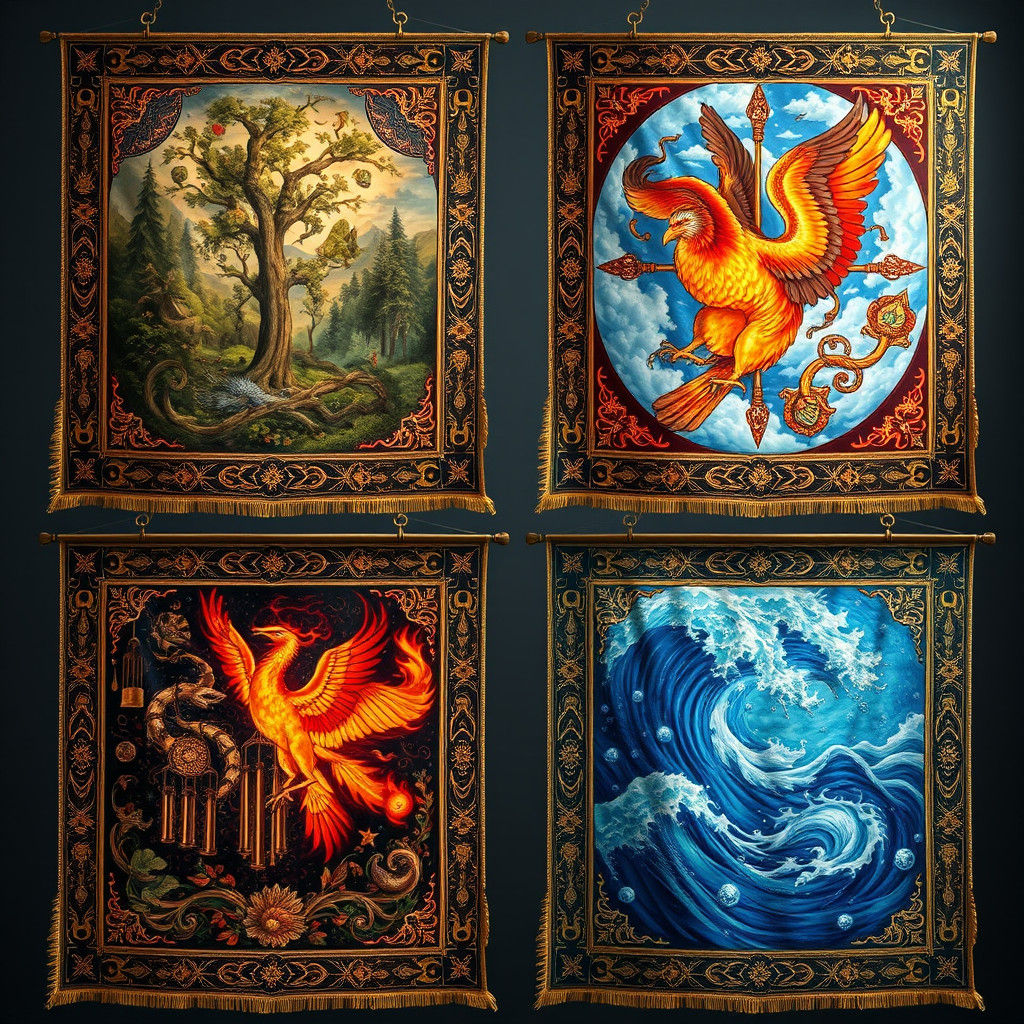 Elemental Tapestries: Earth, Air, Fire, Water