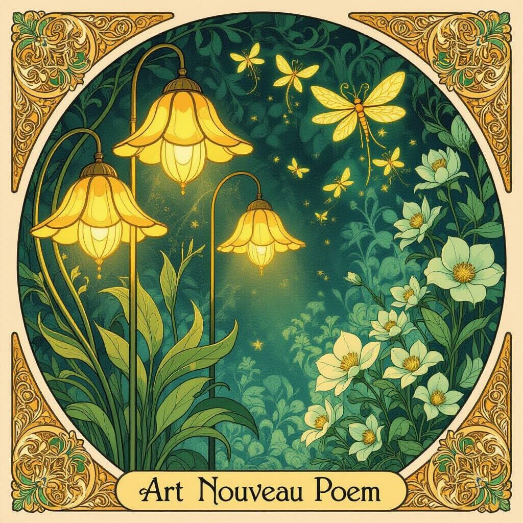 Art Nouveau Firefly Lamps Illuminate Floral Details
