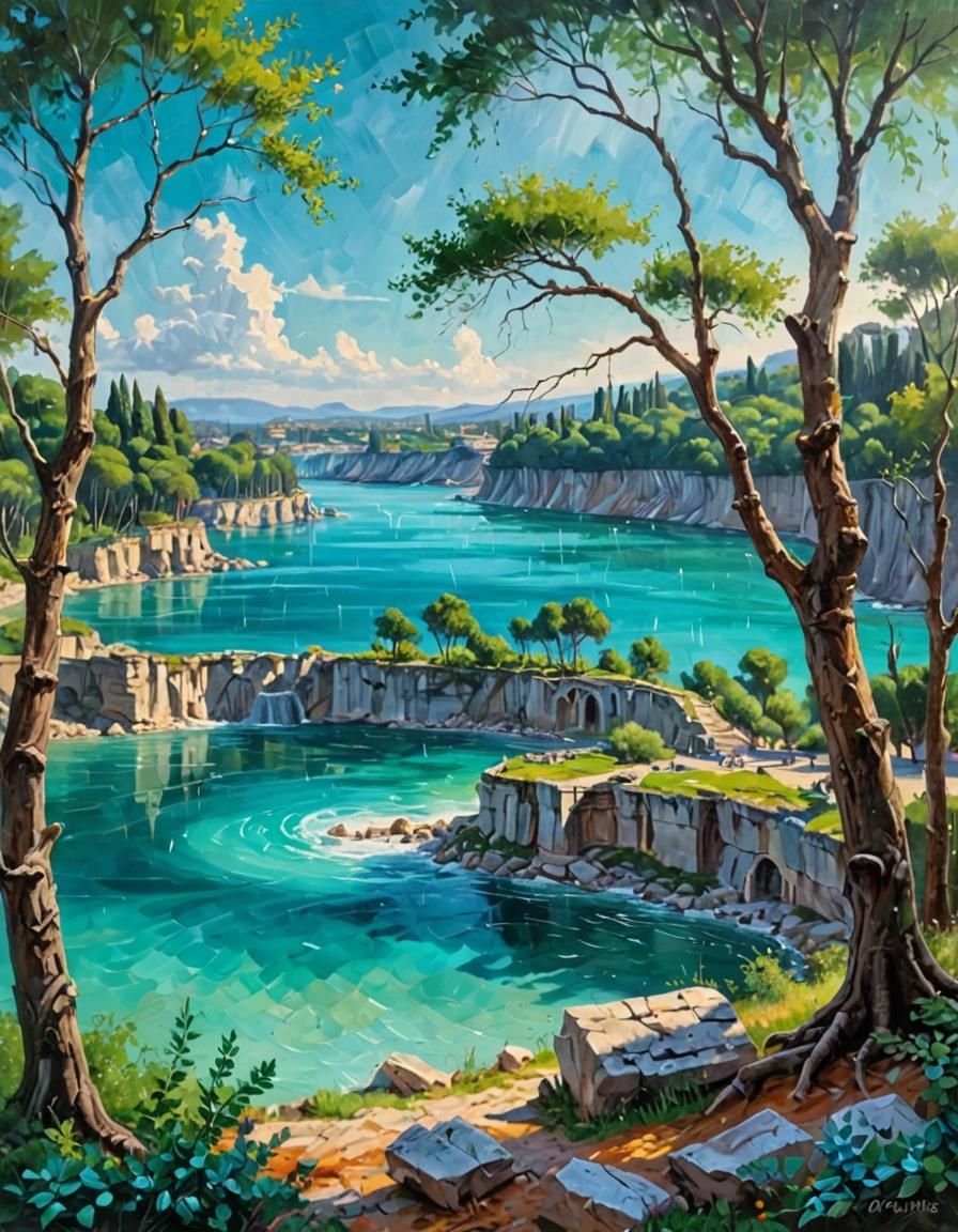 Ancient Rome Directing Ocean Storms as Oil Painting