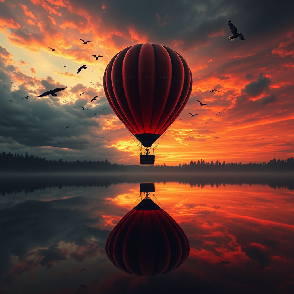 Red Balloon Over Dark Lake, Ash Thorp Style
