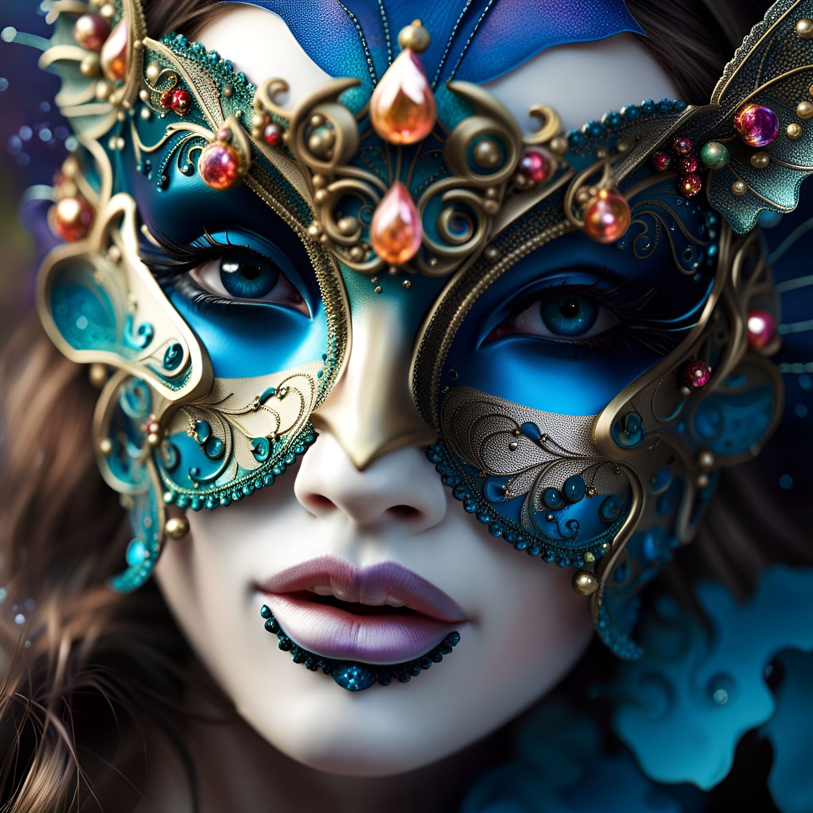 Fairy in Ornate Masquerade Mask: Whimsical Fantasy Art