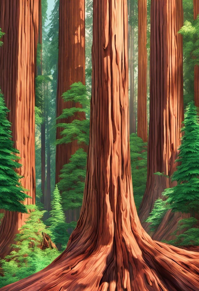 Hyperrealistic Giant Redwood Forest in Sunshine