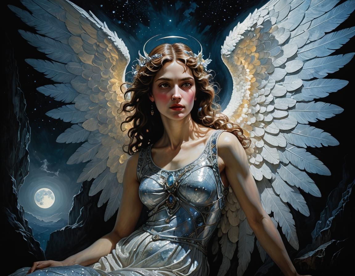 Translucent Angel Portrait in Romantic Style