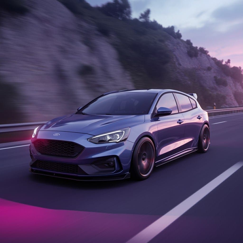 Futuristic Ford Focus ST Races into the Dusk