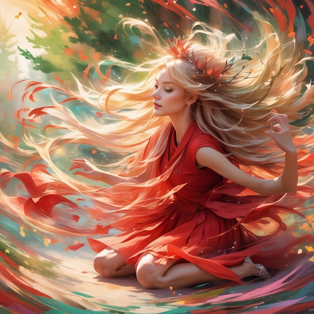 Whimsical Fairy Dance in Vibrant, Expressive Style