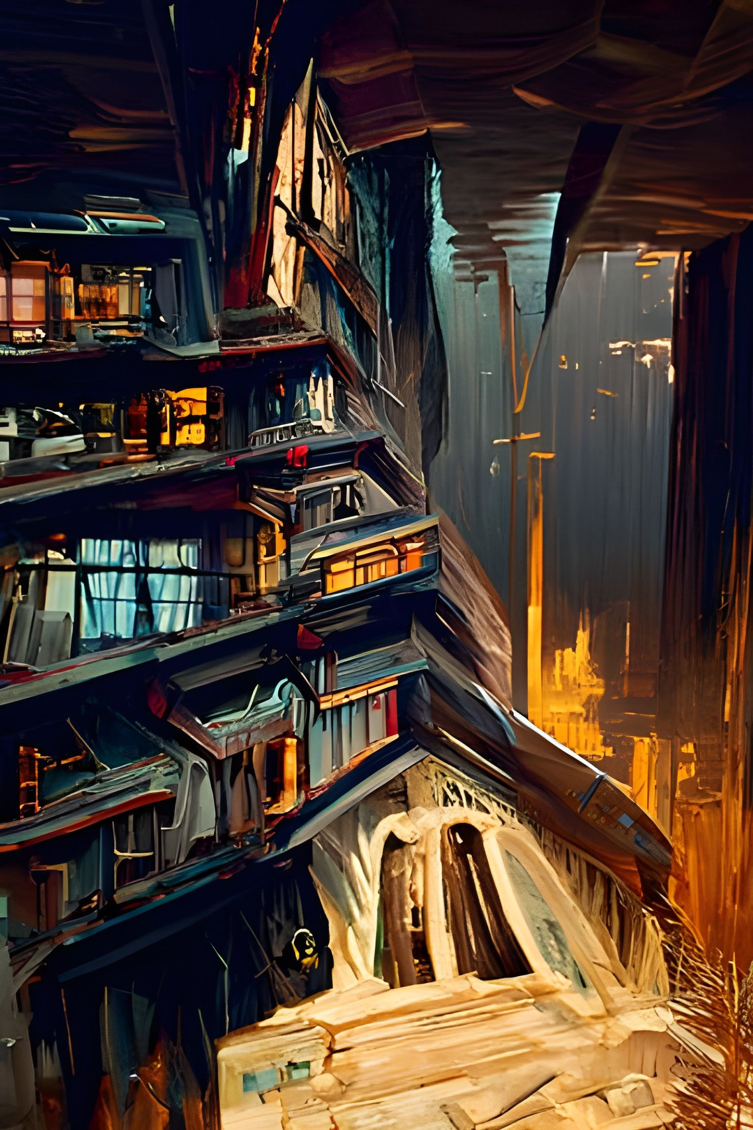 Surreal Highrise Apartment Building in Mixed Styles