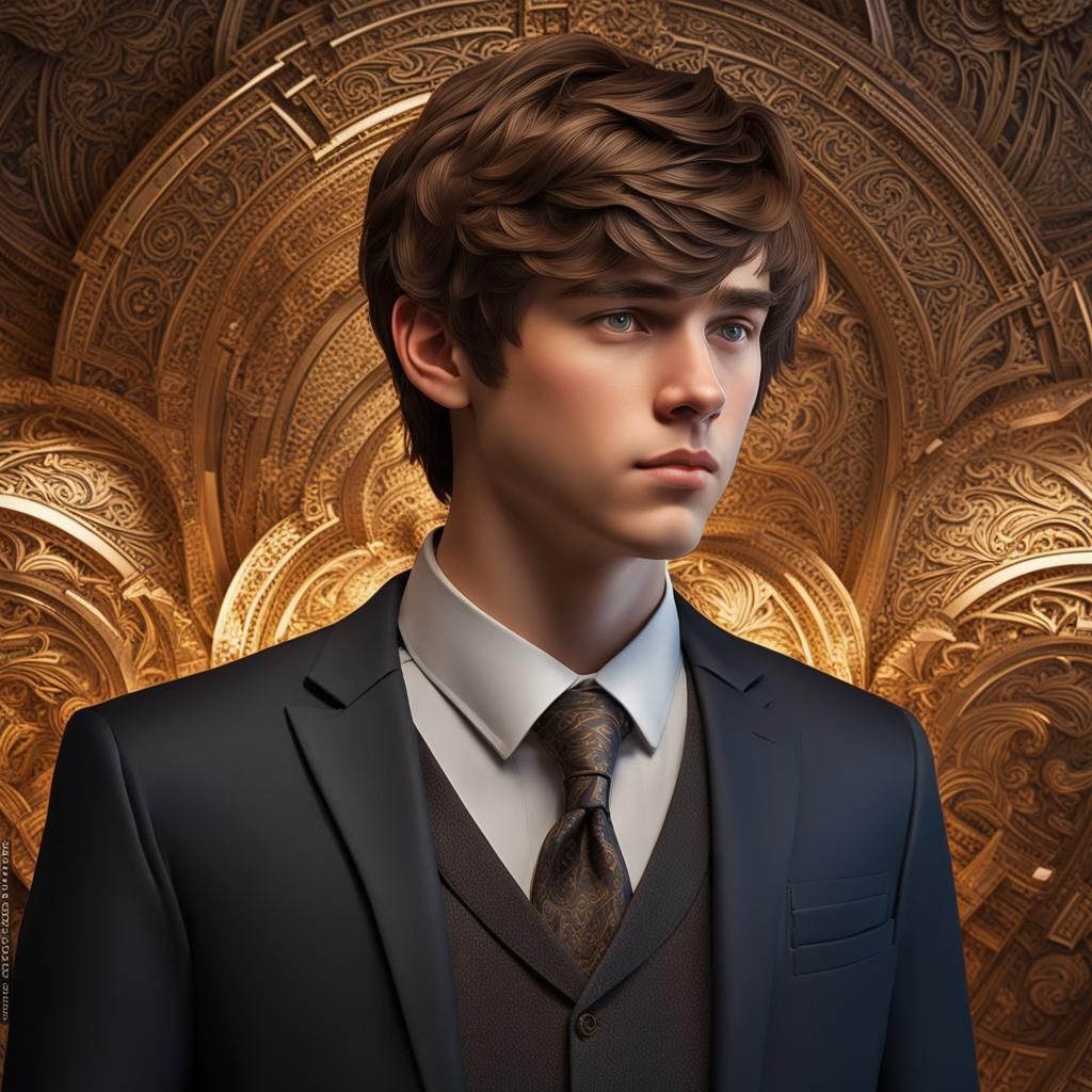 Boy in Suit: Hyperdetailed Portrait by Rutkowski, Artgerm