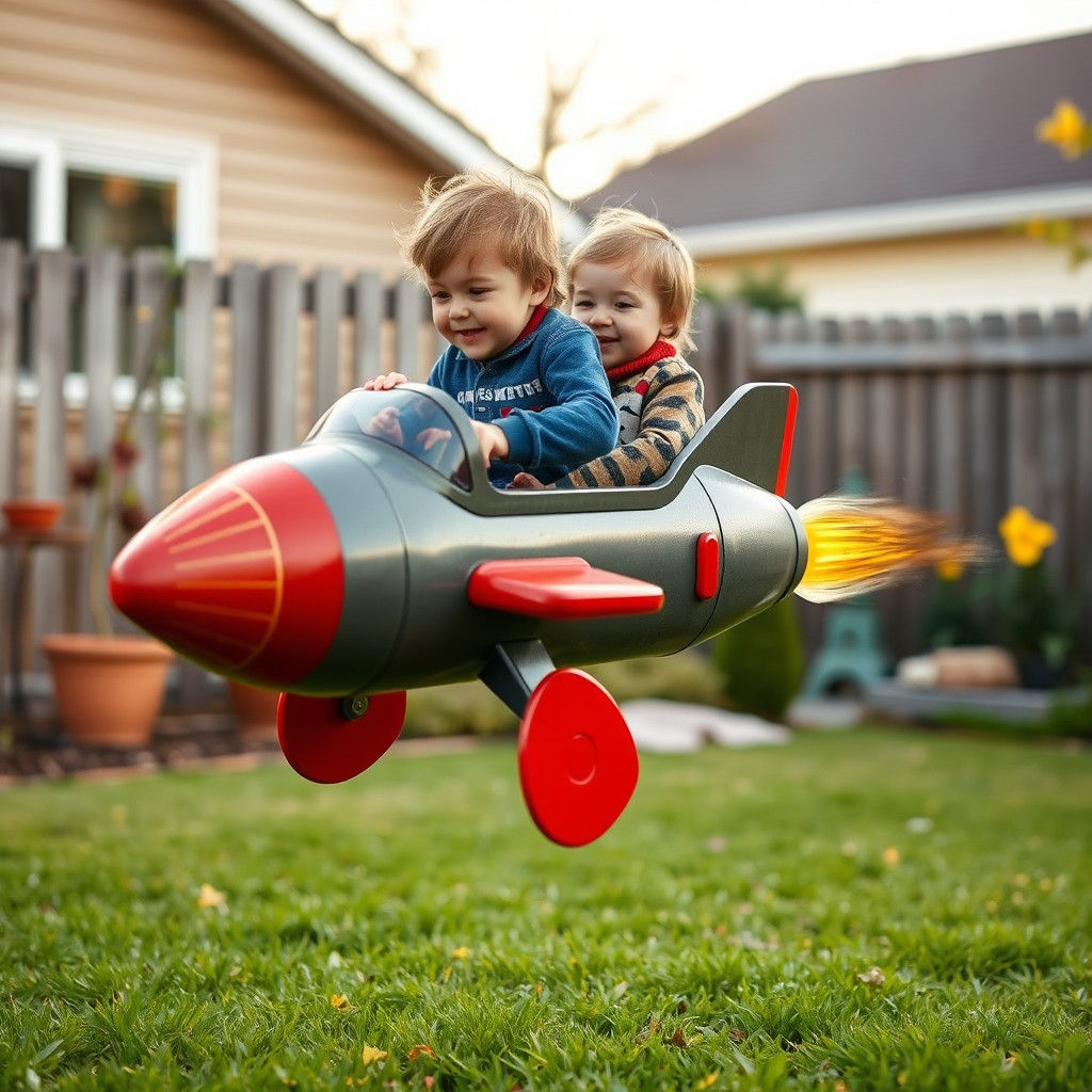 Toy Rocket Soars in Backyard Adventure