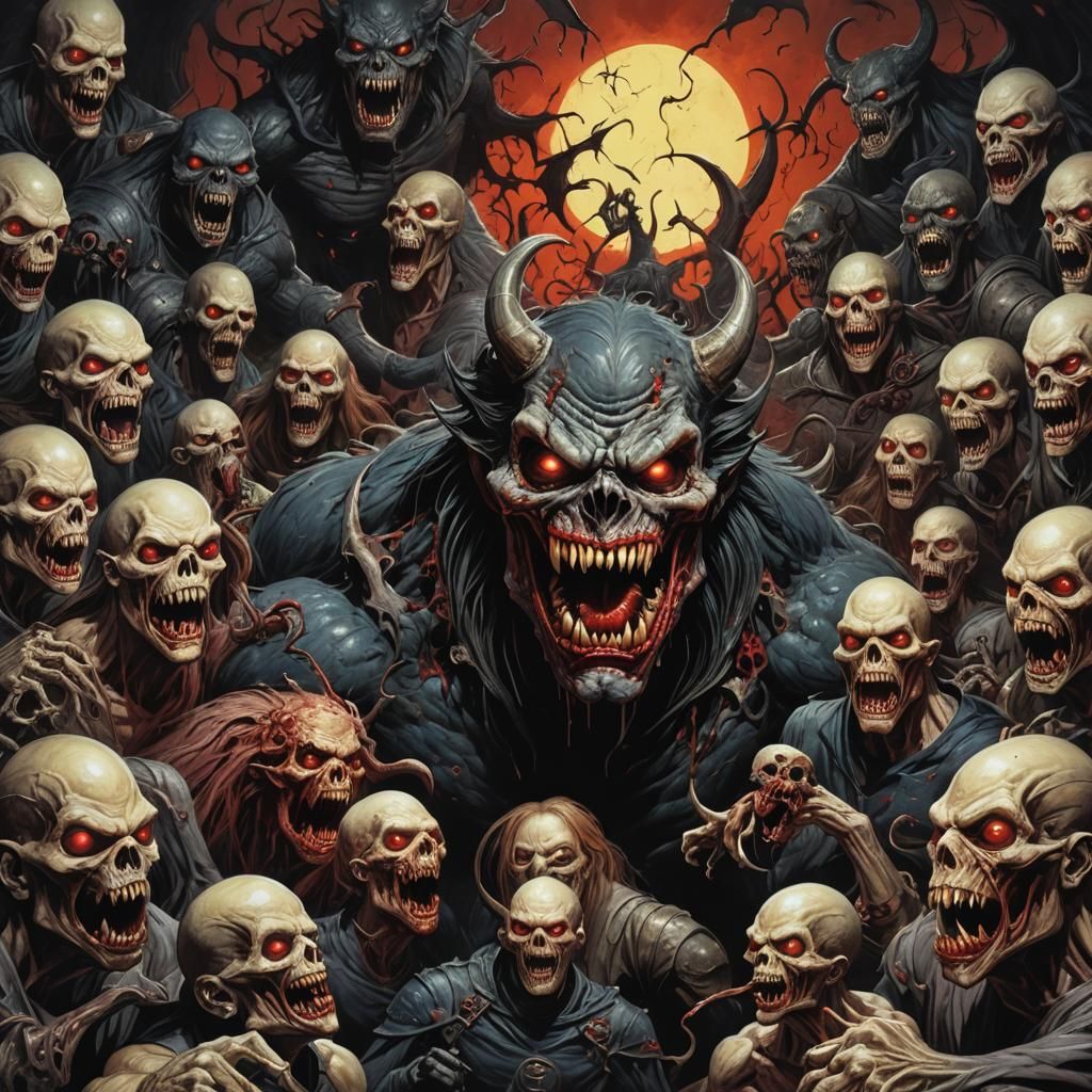 Infernal Monster's Open Maw with Fangs and Blood