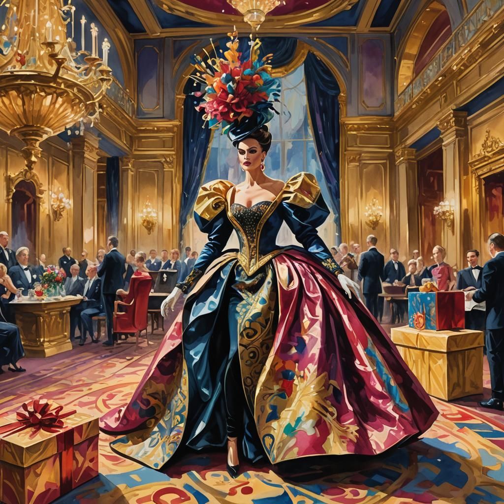 Mandy Thompson Gouache Masterpiece in Opulent Ballroom