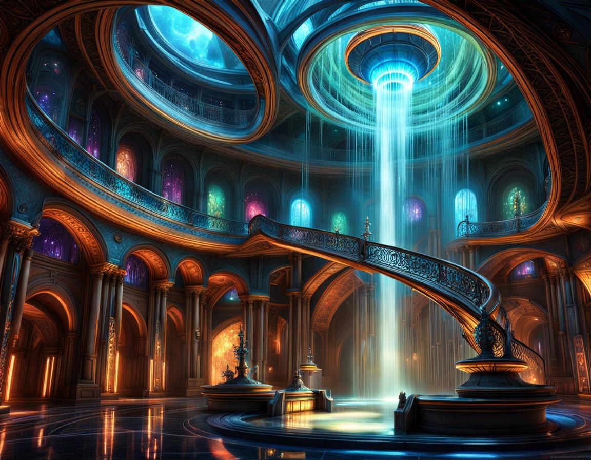 Sci-Fi Fantasy Manor Interior with Astral Corridors