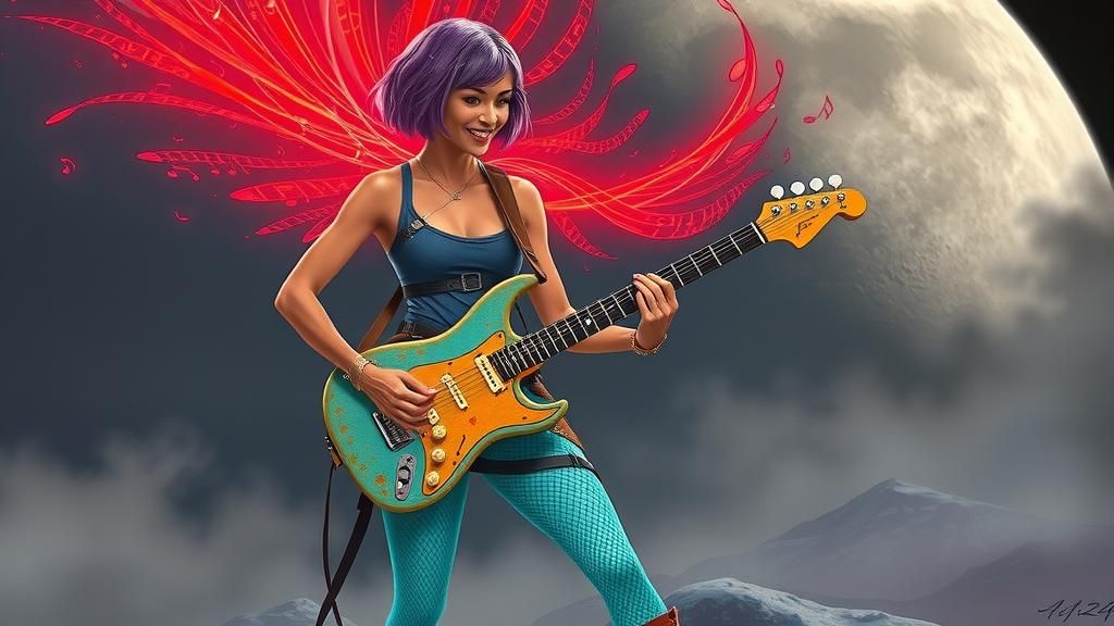 Cosmic Bard Playing a War Song