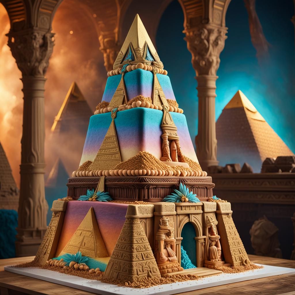 Pyramid Cake Sculpture Birthday Celebration, Splash Art
