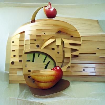 Wooden Apple Clock Digital Art
