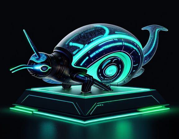 Cyber Snail in Neon-Lit Cityscape