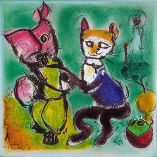 Enameled Glass Cat Figurines in Modernist Style