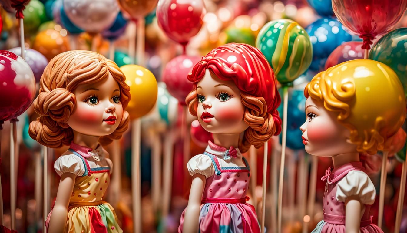 Elaborate Lollipop Dolls Display at FAO Schwarz