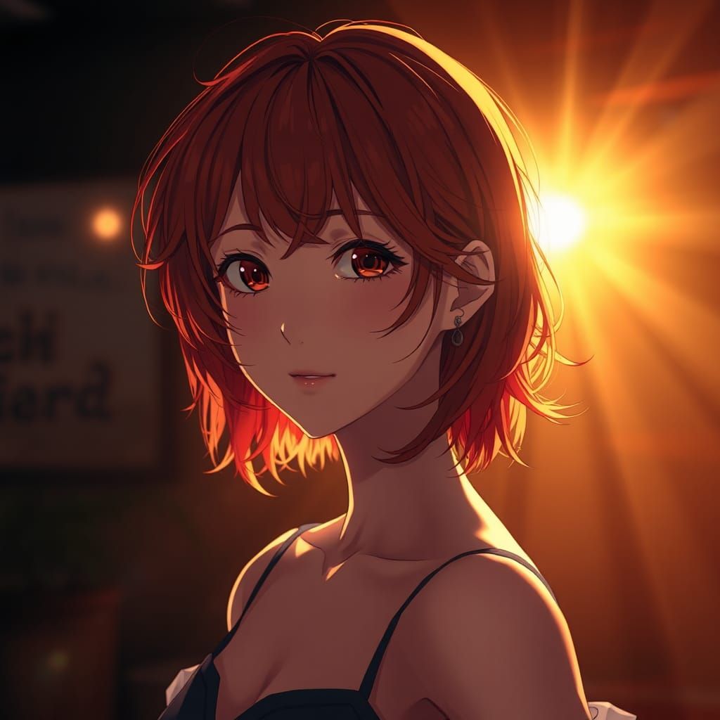 Stunning Anime Girl with Red Hair