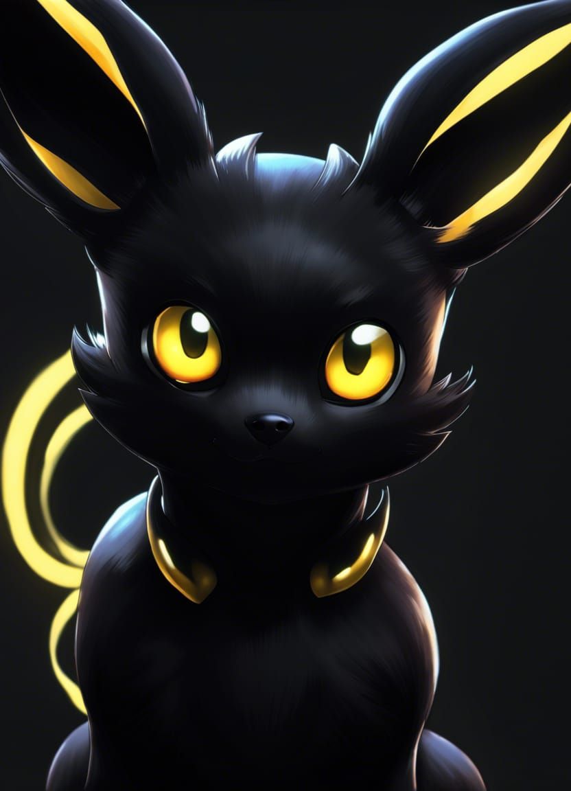 Ultra-Realistic Anime Umbreon Pokemon in Dark Theme