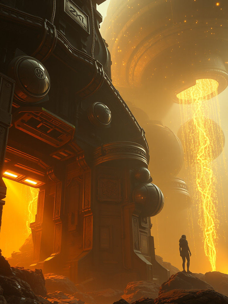 Golden Futuristic Concept Art in 8K Resolution