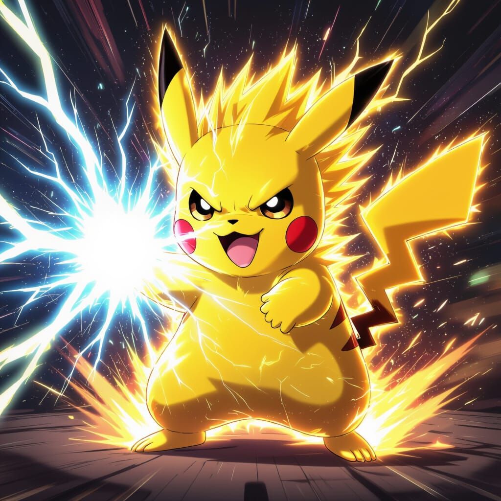 Super Saiyan Pikachu Unleashing Electric Power