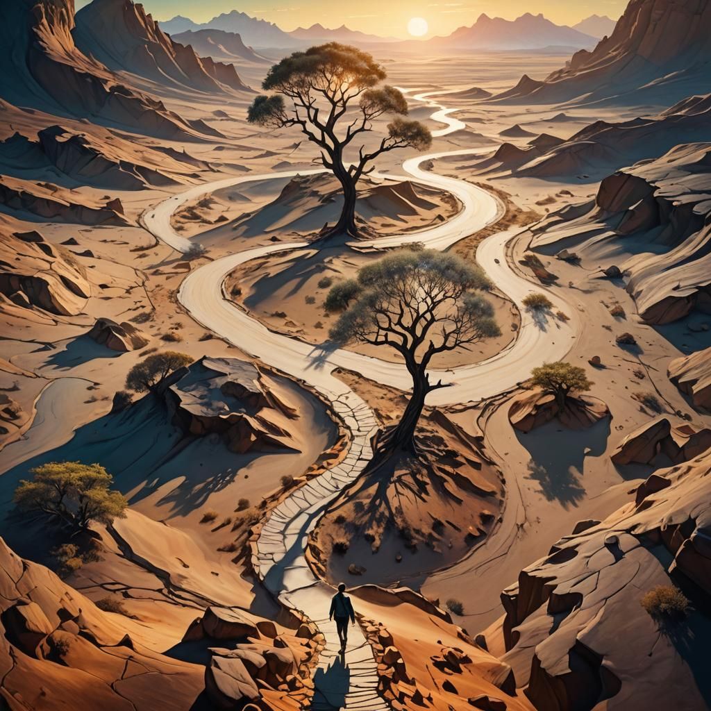 Surreal Desert World at Golden Hour