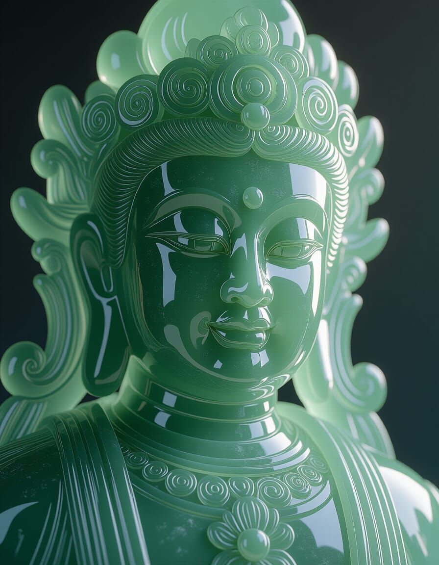 Intricate Jade Sculpture in 8K Resolution
