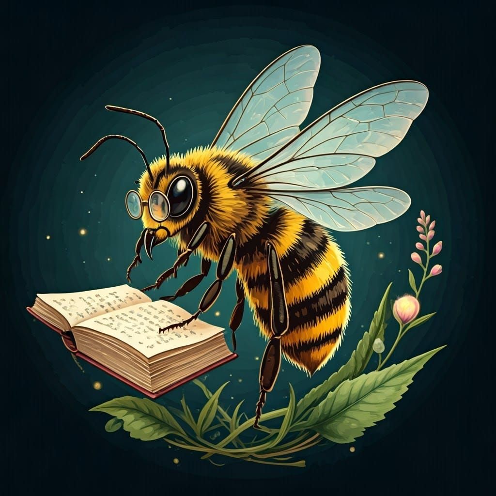 Whimsical Bee in Enchanted Garden