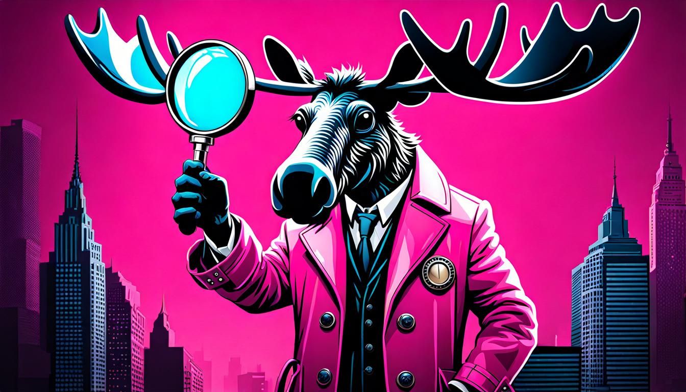 Cartoon Moose Detective in Trench Coat